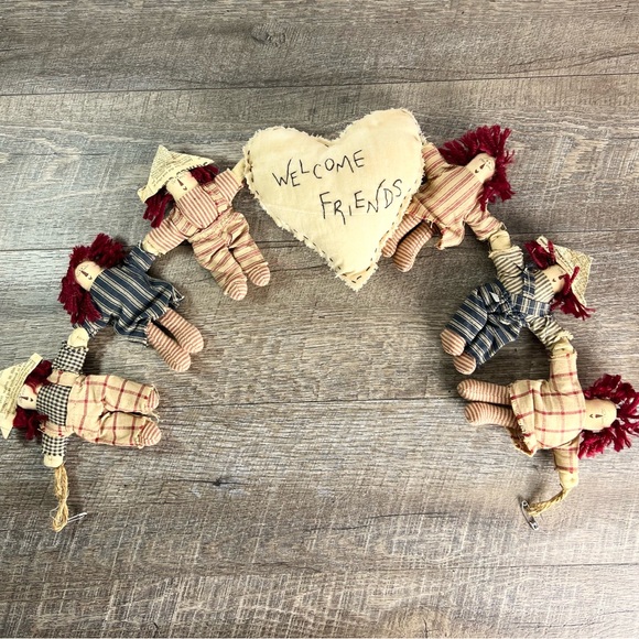 Rag Doll garland country primitive Raggedy Ann homespun - Picture 1 of 11